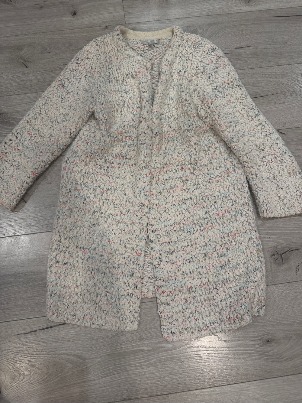 Solitaire Cream Bouclé Teddy Coat with Multicolor Speckle